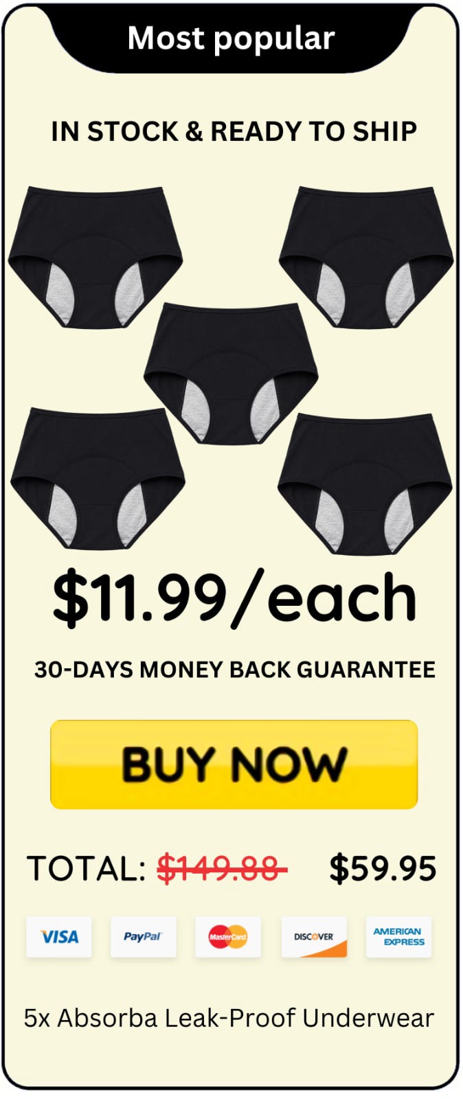 Absorba Leak Protective Underwear price 